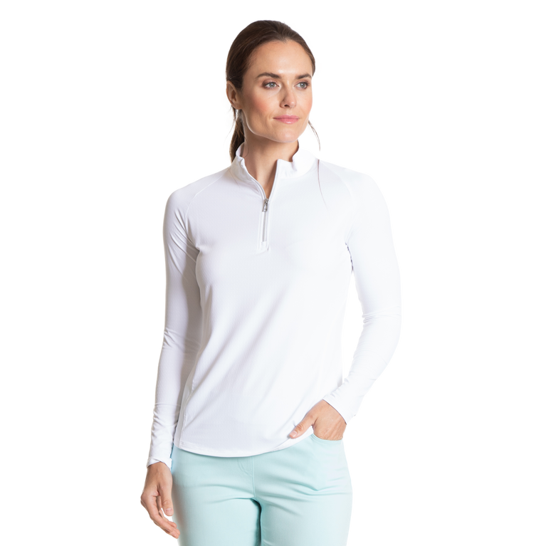 Solid White Cooling Sun Protection Quarter Zip Pull Over